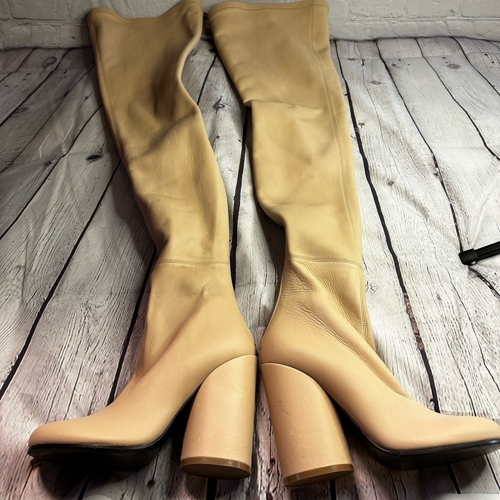 New Burberry Anita Tight High Nude Beige Sock Boots Size 37 - Picture 2 of 9